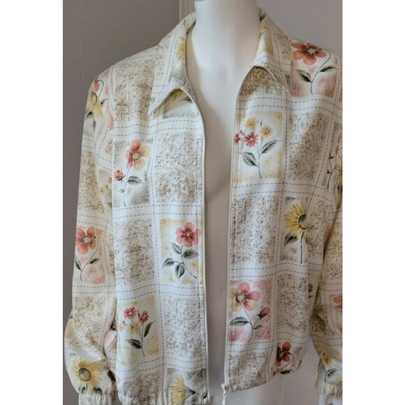 Alfred Dunner Womens Long Sleeve Zip Jacket Floral Petite Sz. 12P Beaded - Picture 9 of 9